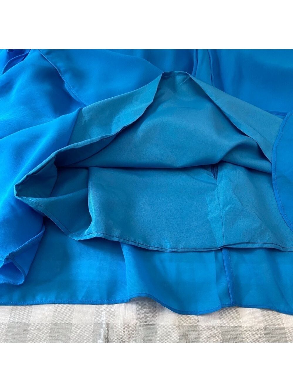 LT Lanting Bride Blue Chiffon Plus XXL Asymmetric Blouse Resort Poolside Chic - Picture 9 of 16